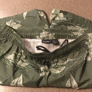 Cherokee Olive Green Floral Swim Trunks